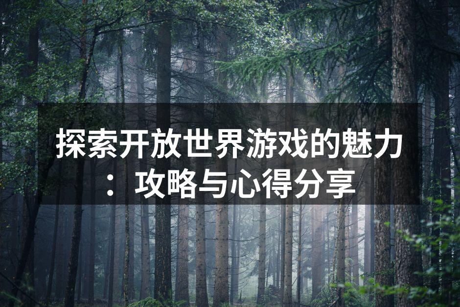 探索开放世界游戏的魅力：攻略与心得分享